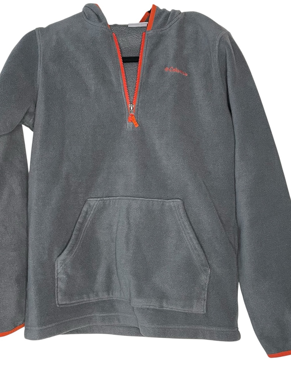 Columbia Boys Hoodie Fleece Half Zip Pullover Sweater Gray Orange Size XL